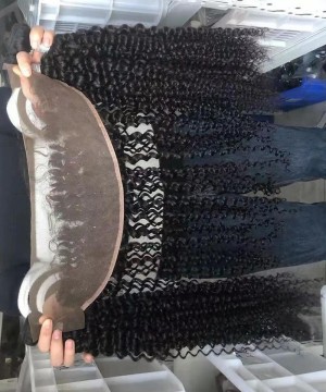 Kinky Curly 13X6 Lace Frontal Closures With Bundles