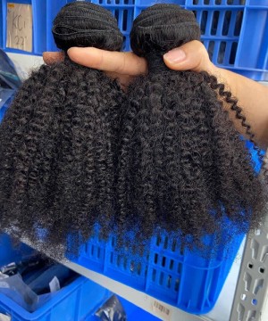 Afro Kinky Curly Peruvian Virgin Hair Weave Bundles 3Pic