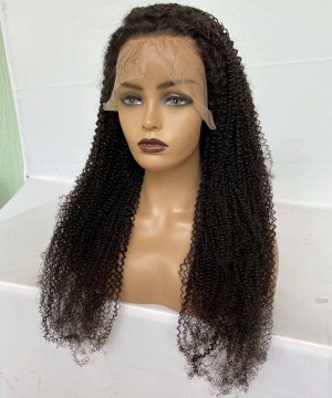 200% Density Afro Kinky Curly 13x4 Transparent Lace Frontal Wigs For Women