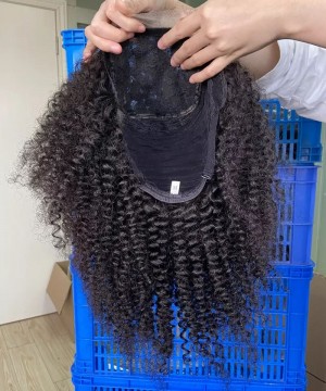 Afro Kinky Curly 4X4 HD Lace Closure Human Hair Wigs 180% Density