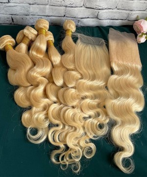 613 Body Wave Bundles With Lace Frontal Closures