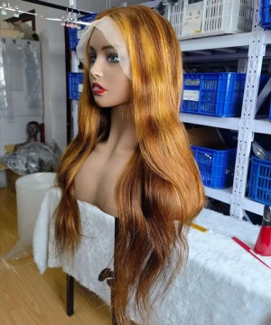 Piano Color Straight 13X4 Lace Frontal Wigs Pre Plucked