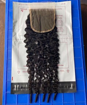 Burmese Curly 5x5 Lace Closure With Circle Ending Human Hair Pre Plucked