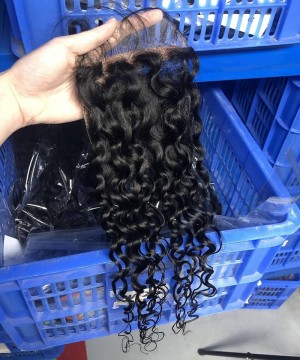 Water Wave Human Hair 6x6 Lace Closure With Baby Hair