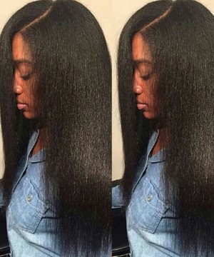 Coarse Yaki HD Lace Closure Wig 130% Density 10-30 Inches 