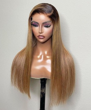 Two Tone Ombre Color Lace Frontal Transparent Lace Wig