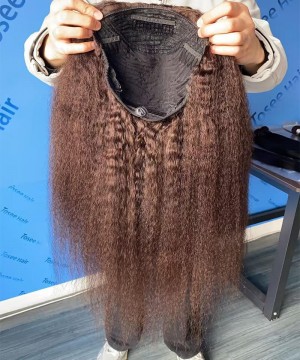 Kinky Straight Half Wig Human Hair For Women 10-30 Inches None Lace