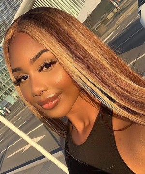 Highlight Ombre Color 360 Lace Frontal Wig Pre Plucked 