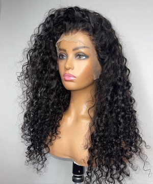 Deep Wave Full Lace Human Hair Wigs Pre Plucked 180% Density 