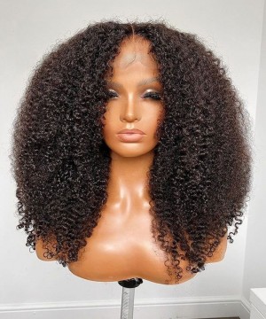 3B 3C Kinky Curly Lace Closure Wigs With Baby Hair Sales