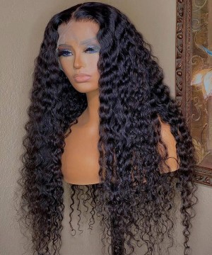 Deep Curly 360 Lace Frontal Wig Pre Plucked With Baby Hair 