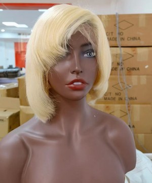 613 Blonde Pixie Cut Lace Wig Short Human Hair Wigs 