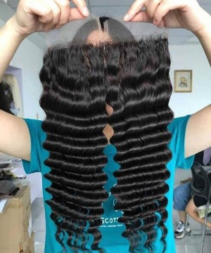Deep Wave 5x5 Lace Closure Human Hair Pre Plucked