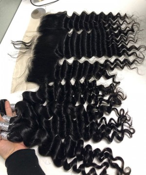 Deep Wave Bundles With 13X6 Lace Frontal Closures