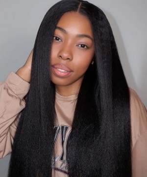 2x6 HD Lace Closure Italian Yaki Straight Wigs 130% Density