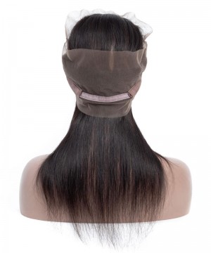 Straight 360 Lace Frontal Closure Human Hair Pre Plucked  