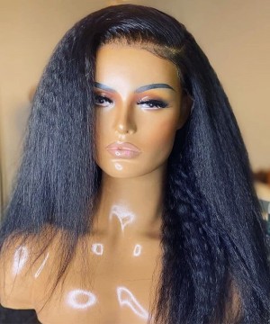 Kinky Straight 180% Density 360 Lace Frontal Wig Pre Plucked