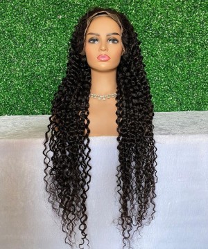 180% Deep Curly Silk Base 13X4 Lace Front Human Hair Wigs
