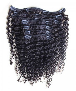 Kinky Curly Clip In Human Hair Extensions For Black Women 