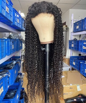 Kinky Curly Silk Base Full Lace Human Hair Wigs 130% Density