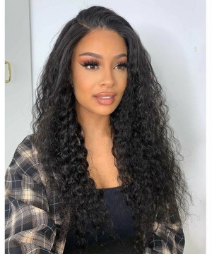 Deep Curly 370 Lace Frontal Wig Pre Plucked With Baby Hair 