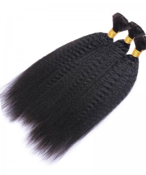 Kinky Straight Human Braiding Hair Bulk No Attachment 