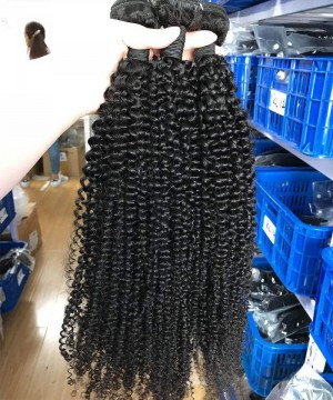 Kinky Curly Peruvian Virgin Hair Weave Bundles For Sale