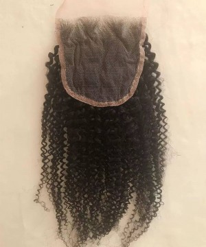 Afro Kinky Curly 5x5 Lace Closure Human Hair Pre Plucked