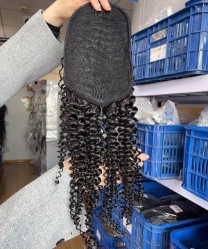 Kinky Curly Ponytail Human Hair Extensions Magic Horsetail