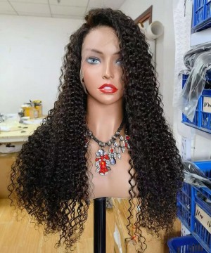 180% Density Kinky Curly Full Lace Human Virgin Hair Wigs 