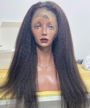 Kinky Straight Breathable Cap 13x6 Lace Front Wigs For Sale 