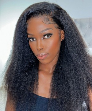 Kinky Straight 4X4 Lace Closure Wigs With Baby Hair 