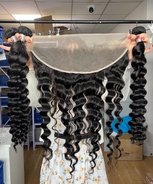 Loose Wave Lace Frontal Closures With Bundles For Sales