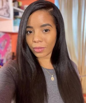 6X6 HD Lace Closure Light Yaki Human Hair Wig 10-30 Inch 