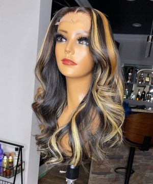 Ombre Colored T Part Wigs Body Wave 250% Density 