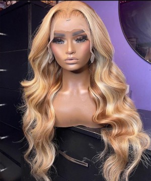 Piano Color 13X4 Transparent Lace Front Wig Body Wave