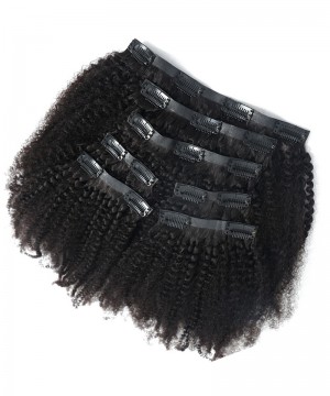 Afro Kinky Curly Pu Clip In Human Hair Extensions 10-30 Inches