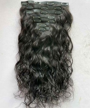 Water Wave Pu Clip In Human Hair Extensions 10-30 Inches Brazilian Wet Wavy 