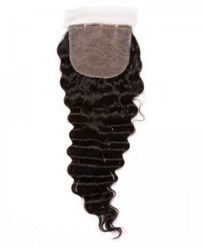 Deep Wave Silk Base 4X4 Lace Closures Pre Plucked