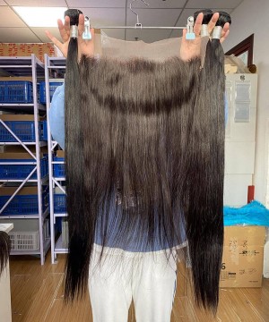 Straight Wave Lace Frontal Closures With Bundles For Women