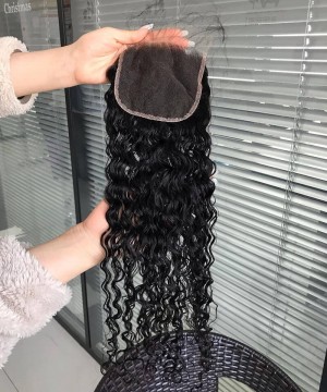 Water Wave 5x5 Lace Closure Human Hair  With Baby Hair