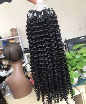 Kinky Curly Micro Links Human Hair Extensions For Sale