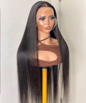 Breathable Cap Brazilian Straight Human Hair Wigs For Women