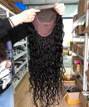 Water Wave Lace Closure Wigs With Baby Hair 150% Density 