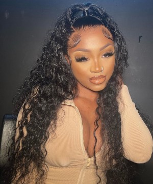 Water Wave 6X6 HD Lace Closure Wigs Human Hair 130% Density HD Lace