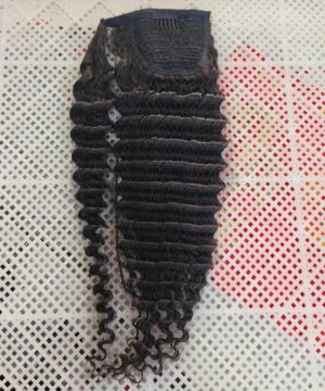 Deep Curly Wrap Ponytail Human Hair Extensions