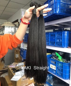 Light Yaki Straight Brazilian Virgin Human Hair Weaves Bundles