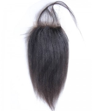 Coarse Yaki Straight Human Hair 4x4 Lace Closure With Baby Hair 8-20 Inches