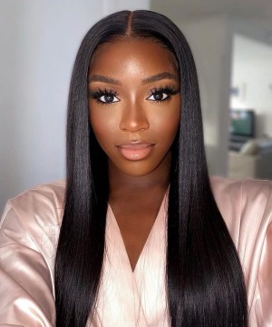 Yaki Straight 4X4 Lace Closure Wigs With Baby Hair 