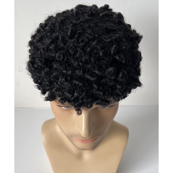 15MM Curly Human Hair 8X10 Lace Toupee For Men